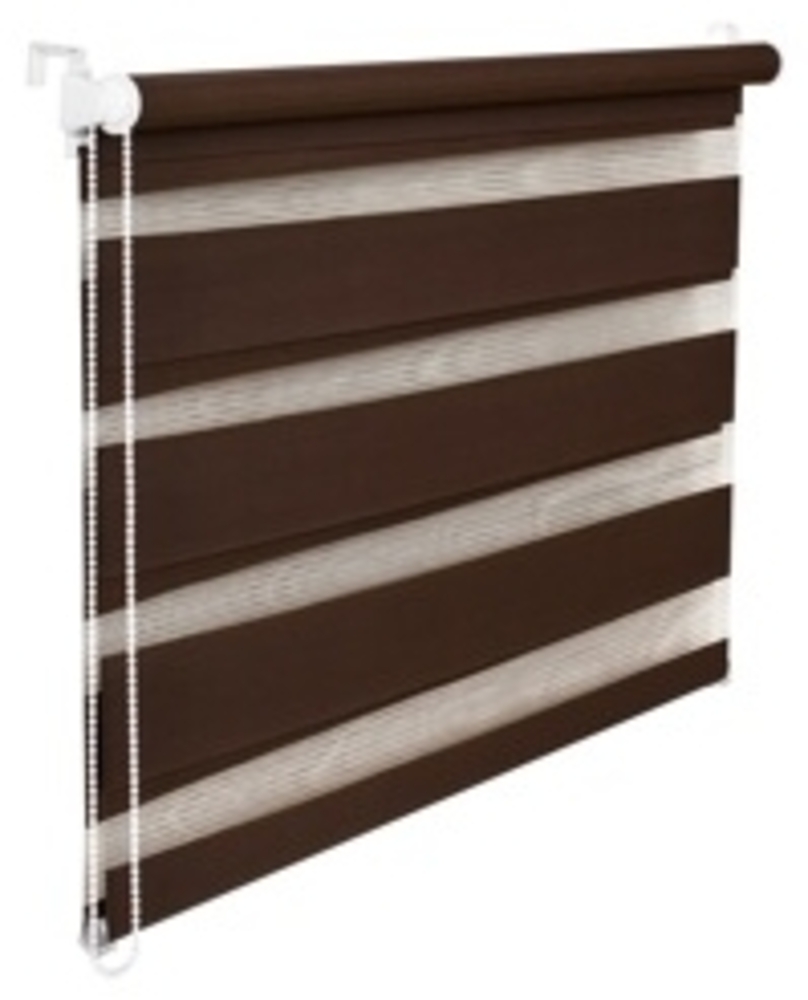 Doppelrollo Duorollo 80 cm breit 150 cm lang hellbraun mocca inkl. Seilzug Fensterrollo Klemmrollo J Bild 1