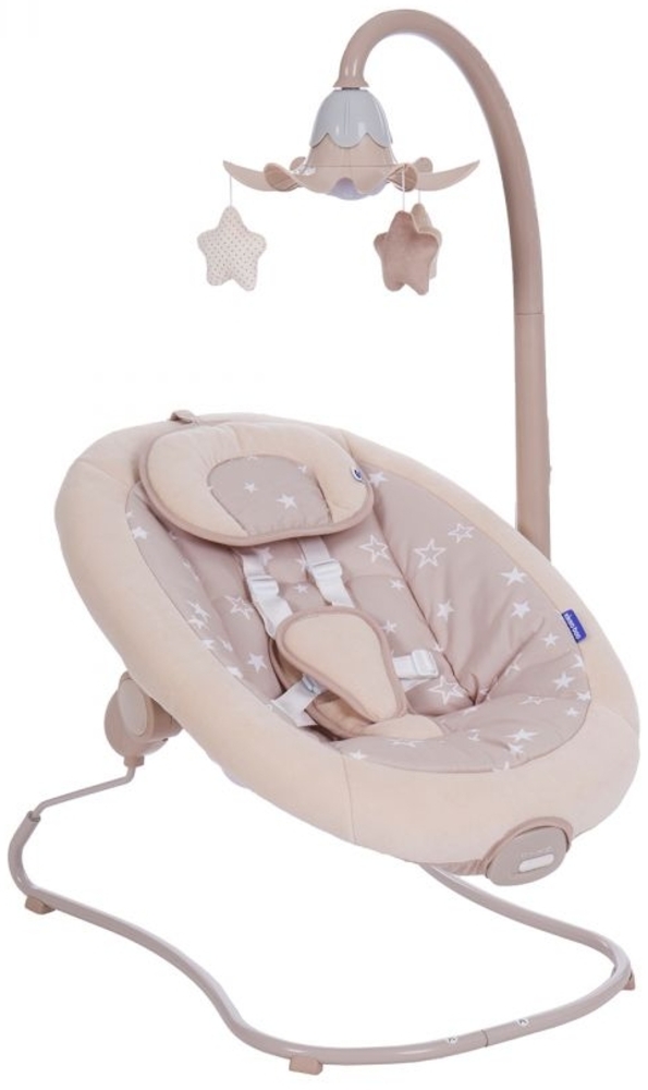 Kikkaboo Babywippe Stars, 12 Melodien Mobile Vibration 5-Punkt-Gurt verstellbar beige Bild 1