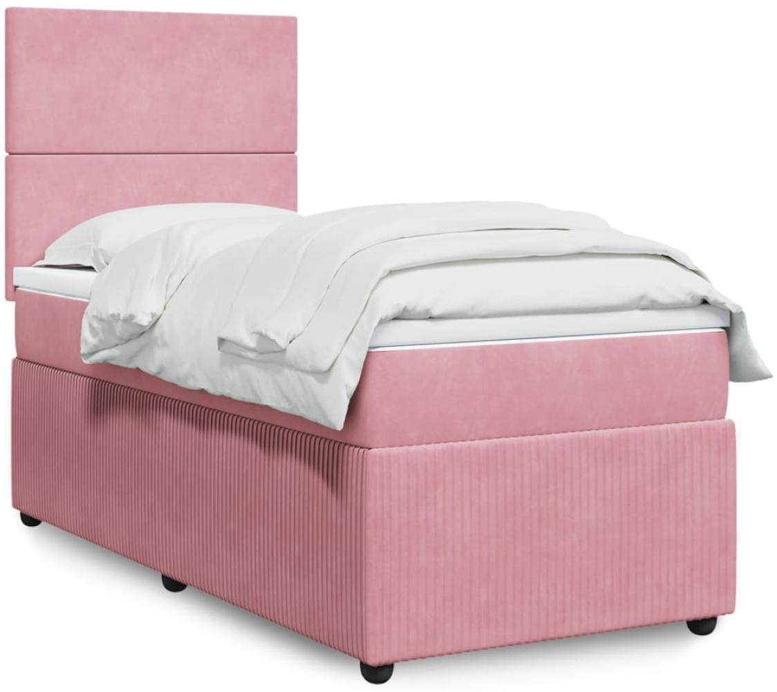 vidaXL Boxspringbett mit Matratze Rosa 100x200 cm Samt 3294561 Bild 1