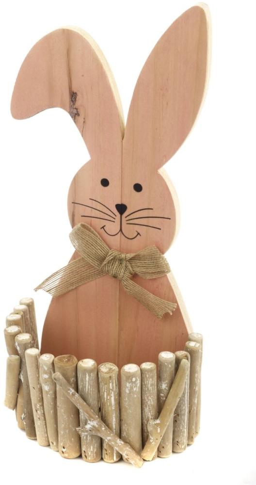 TrendLine Deko Osterhase mit Korb Holz 34 x 15 cm braun Bild 1