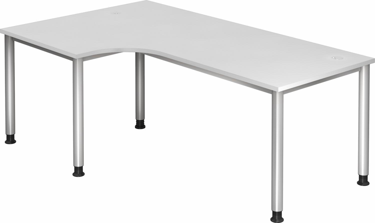 bümö höhenverstellbarer Eckschreibtisch H-Serie 200x120 cm in weiß, Gestell in Silber - Schreibtisch L Form, großer Tisch für's Büro, Computertisch höhenverstellbar, HS-82-W Bild 1