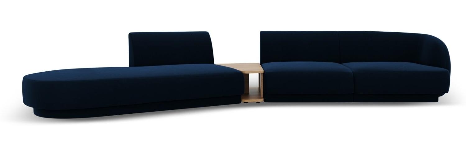 Micadoni Modulares Sofa Miley 4-Sitzer mit 1 Armlehne Links Samtstoff Königsblau Bild 1