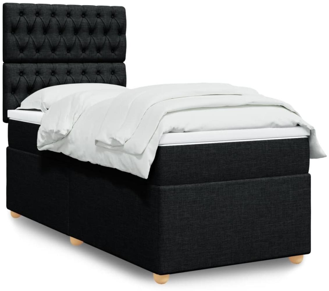 vidaXL Boxspringbett mit Matratze Schwarz 90x200 cm Stoff 3293472 Bild 1