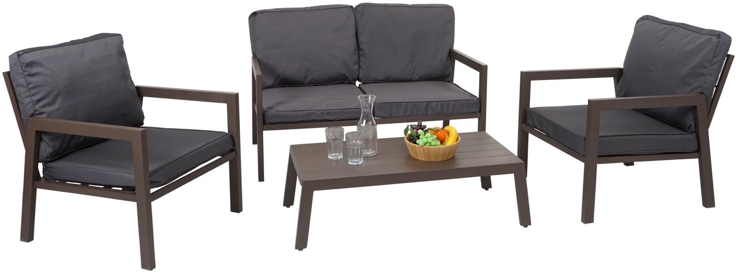 Garnitur HWC-L64, Gartenlounge Gartengarnitur Lounge-Set Sitzgruppe Sofa, Metall ~ Polster grau Bild 1