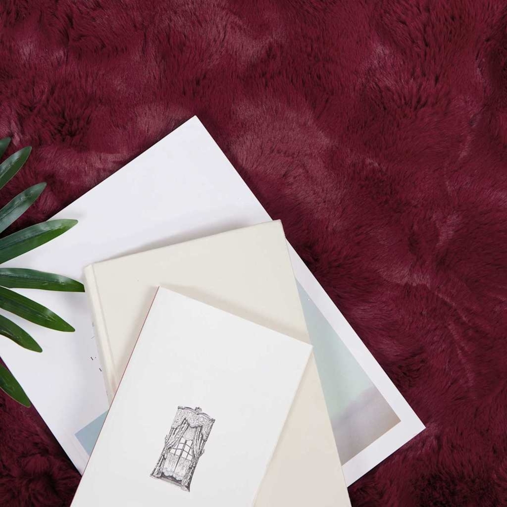 vidaXL Kunstfell Kaninchenfell Decke 4 pcs Bordeauxrot 150 x 220 cm 42021854 Bild 1