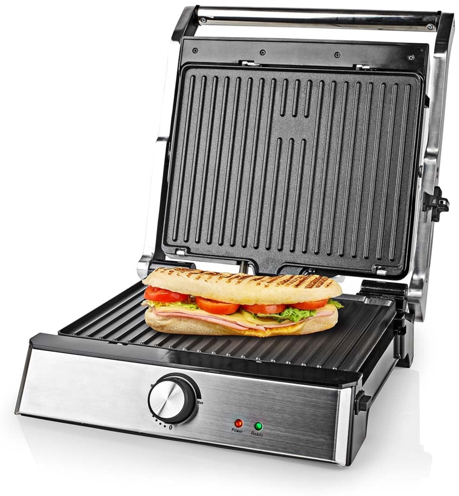 NEDIS Kontakt Grill 2000 W 29 x 23 cm Einstellbare Temperaturregelung Edelstahl / Kunststoff Bild 1