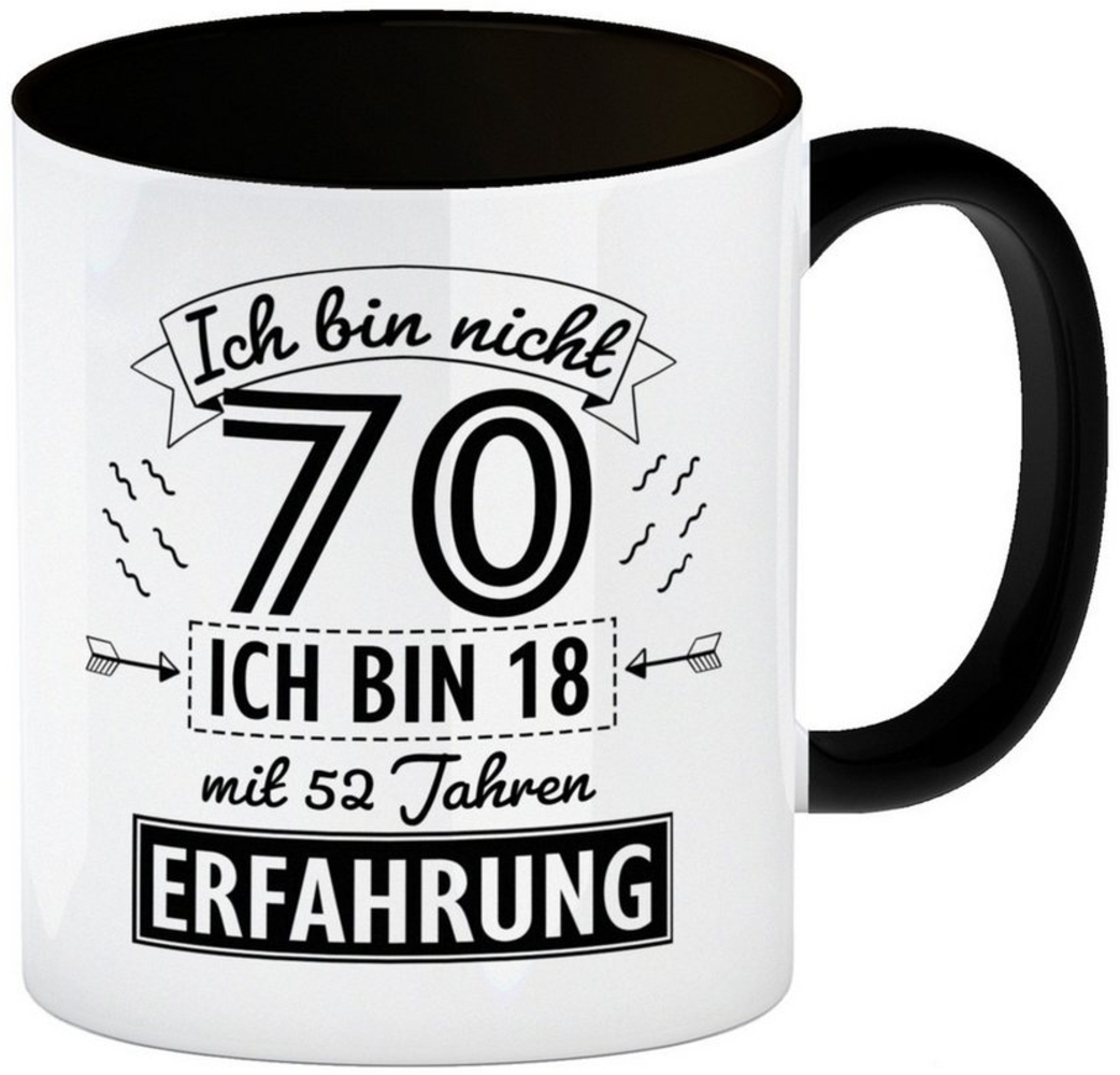 speecheese Tasse Witziger Kaffeebecher Schwarz für den 70. Geburtstag mit Motiv: Bild 1