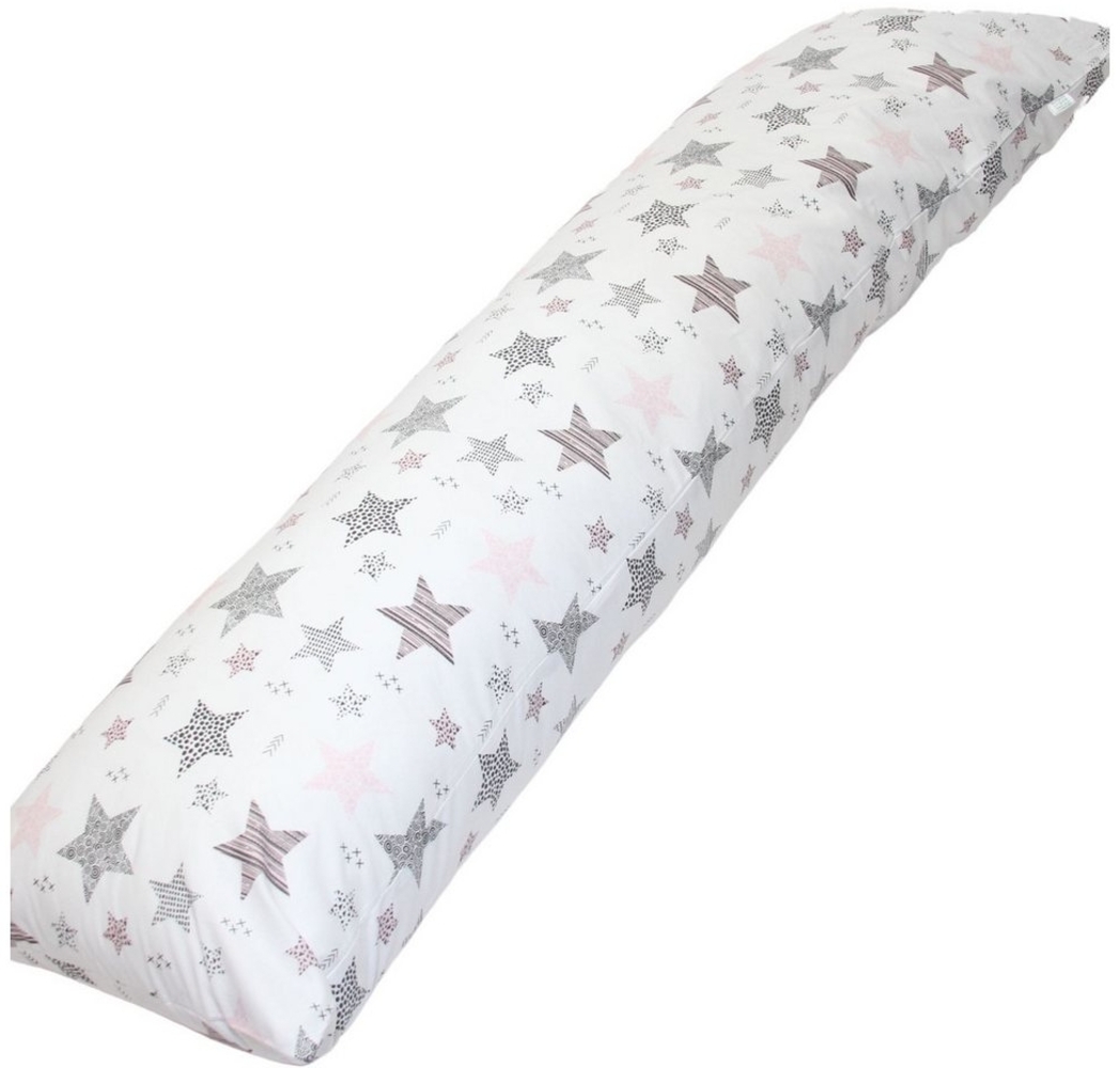 EMI & SAM Stillkissen Seitenschläfer Kissen Nackenkissen 40x145cm Ganzkörperkissen, 19L. Sterne Rosa - Bezug Bild 1