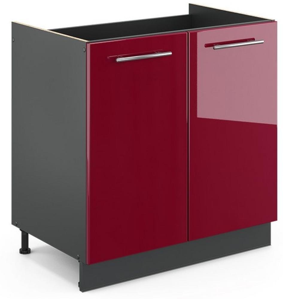 Vicco Spülenunterschrank 80 cm Küchenschrank Hängeschrank Küchenzeile Fame-Line (Bordeaux Hochglanz) Bild 1