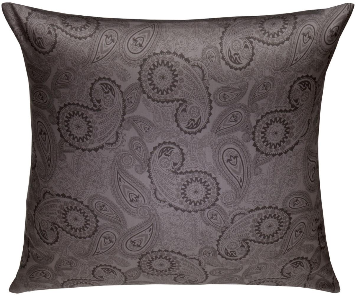 Bettwaesche-mit-Stil Mako-Satin Damast Paisley Bettwäsche "Davos" schwarz - grau Kissenbezug 80x80 cm Bild 1