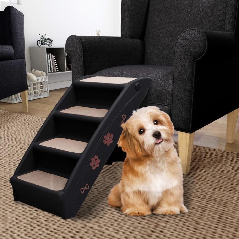 vidaXL Hundetreppe Klappbar Schwarz 62x40x49,5 cm Bild 1