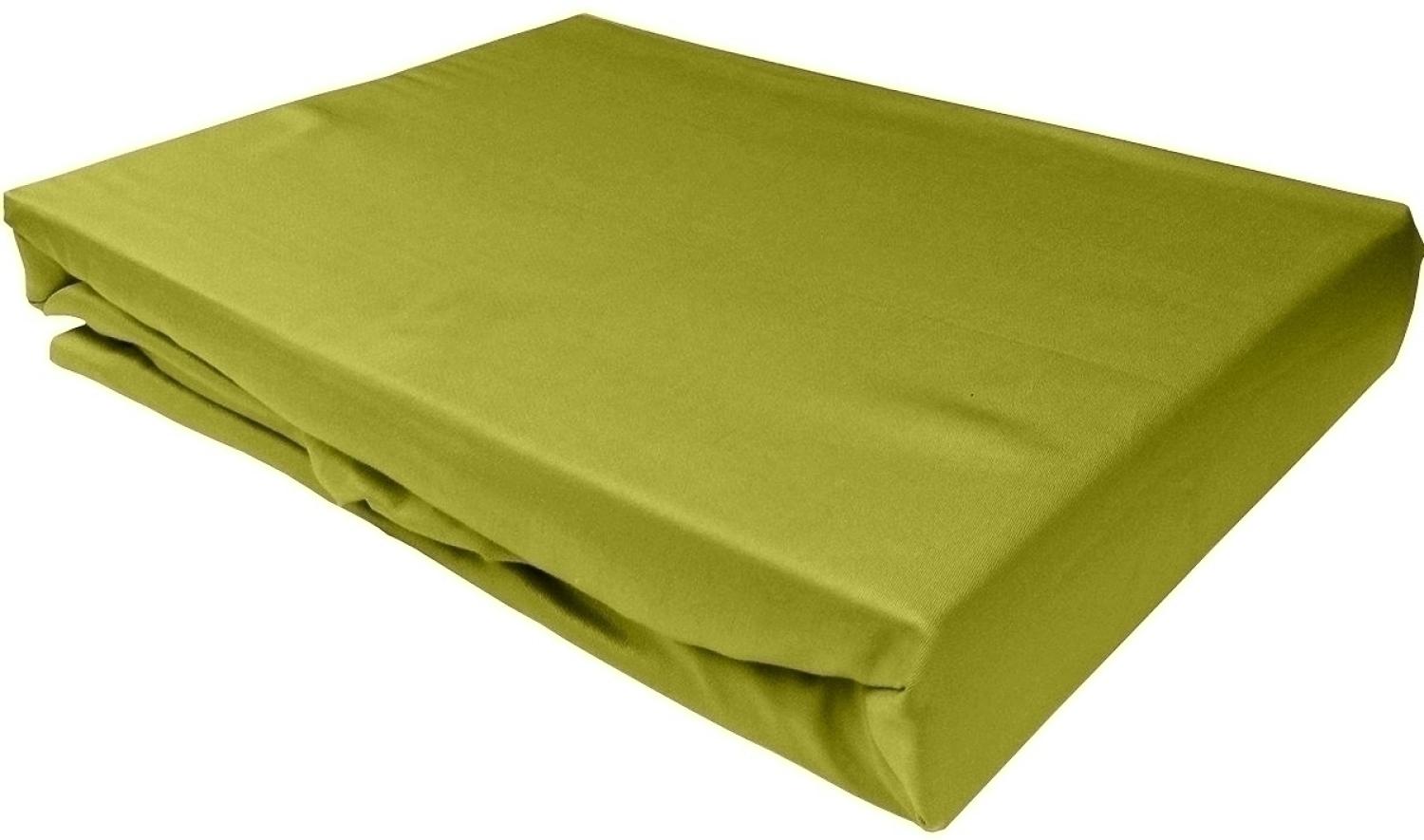 Bettwaesche-mit-Stil Mako-Satin Spannbettlaken grün 200x220cm Bild 1