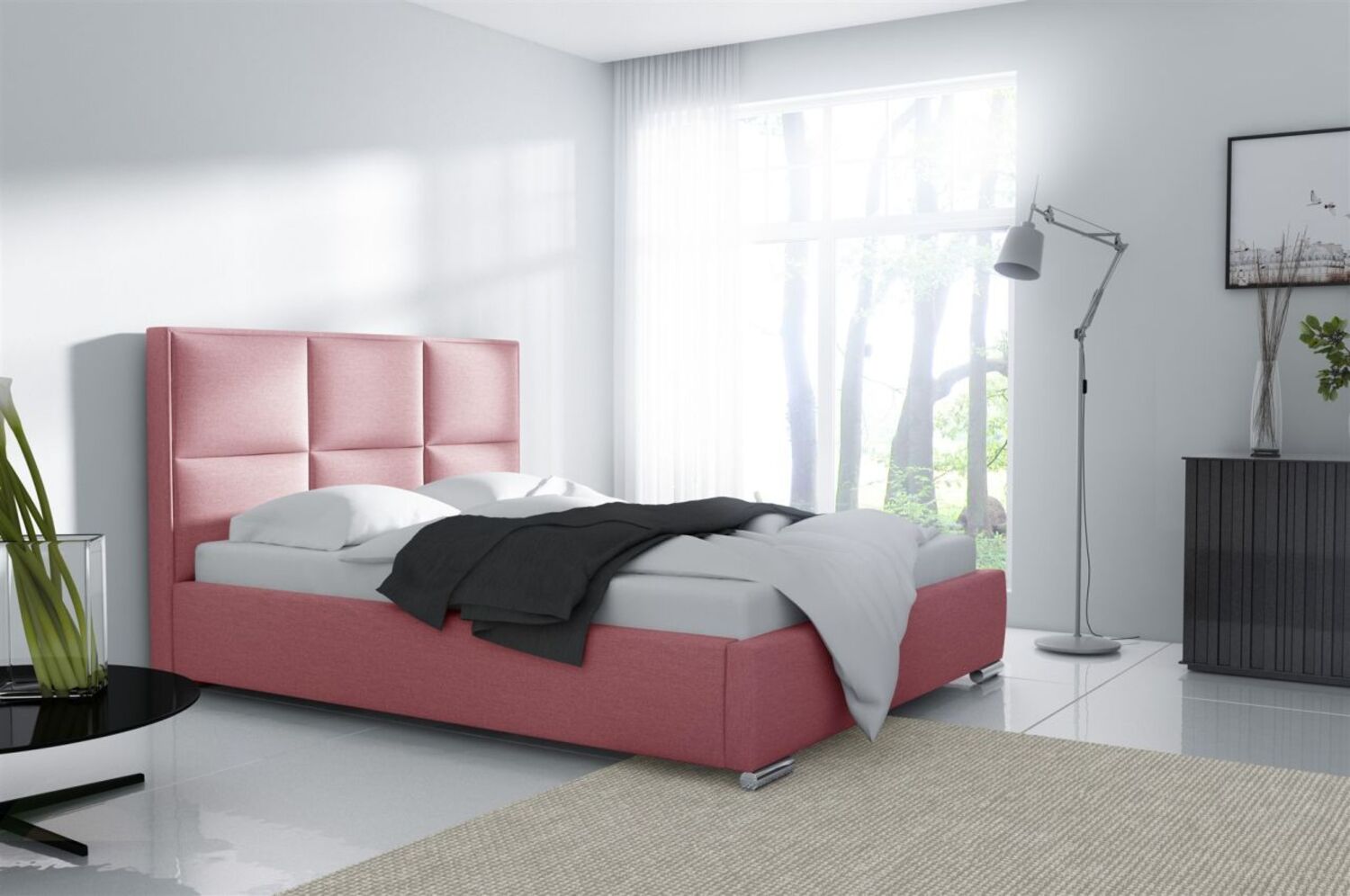 Polsterbett Doppelbett VITUS Komplettset Polyester. Rosa 160x200cm Bild 1