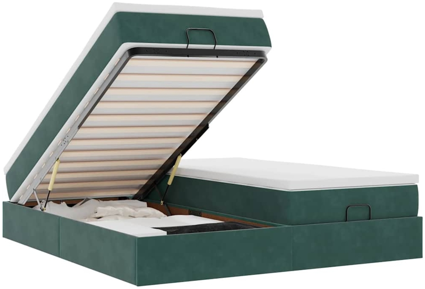 vidaXL Ottoman-Bett mit Matratzen Dunkelgrün 160x200 cm Samt 3311258 Bild 1