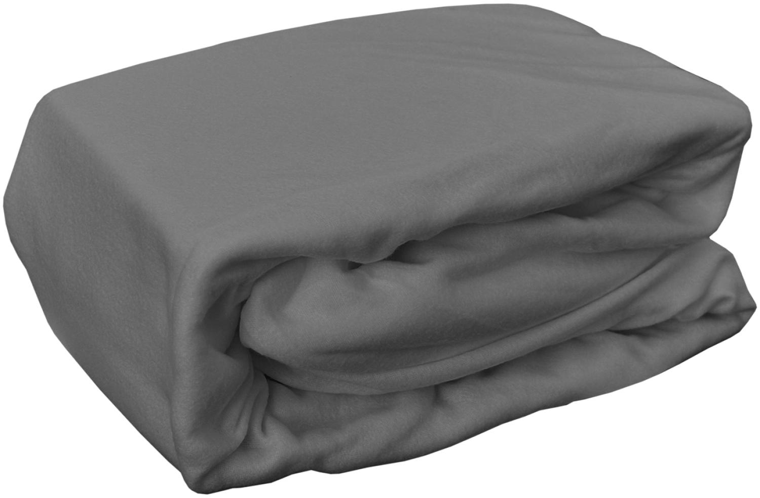 Microfaser Fleece Spannbetttuch Betttuch Bettlaken Laken 150x200cm Anthrazit Bild 1