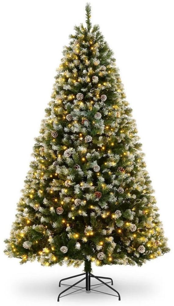 LUCKZON Künstlicher Weihnachtsbaum 6FT 182cm, Grün-gelb, schwer entflammbar, Zweige spritzgeschichtet, Tannenbaum, 756T Zweige, 250 warmweiße LED, 51 Kiefernkerzen, 8 Zoll Bild 1