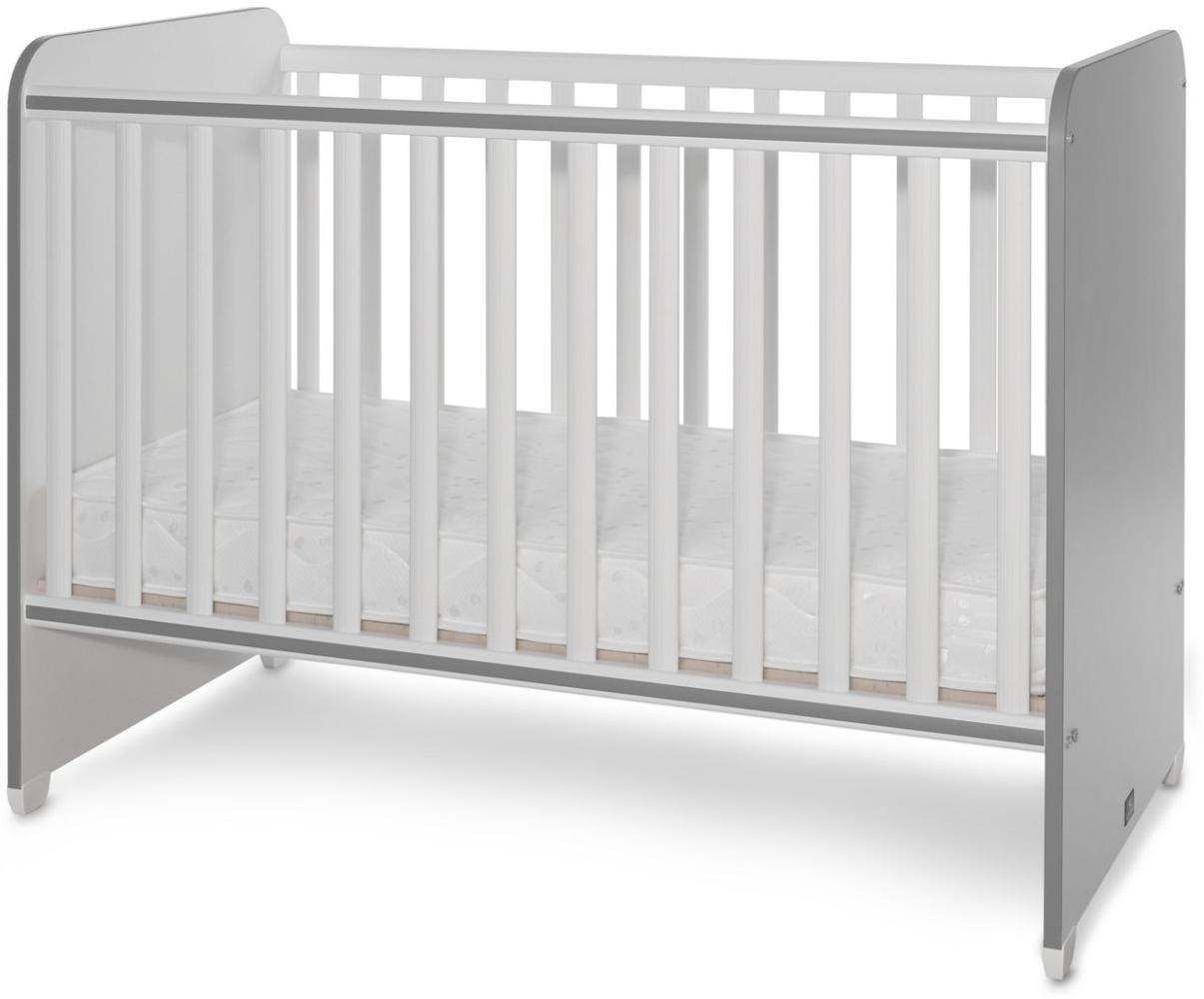 Lorelli Babybett Sweet Dream 124 x 68 x 95 cm Unterbettrahmen mit zwei Ebenen weiß dunkelgrau Bild 1