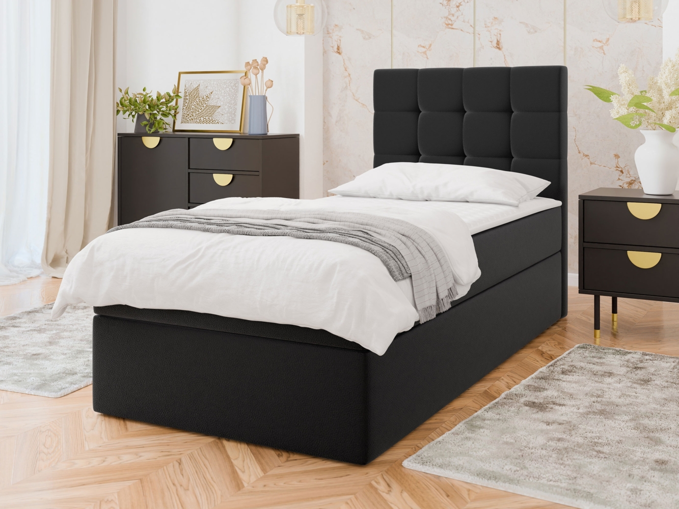 Boxspringbett Gazel Single (Farbe: Soft 011, Größe: 100 x 200) Bild 1