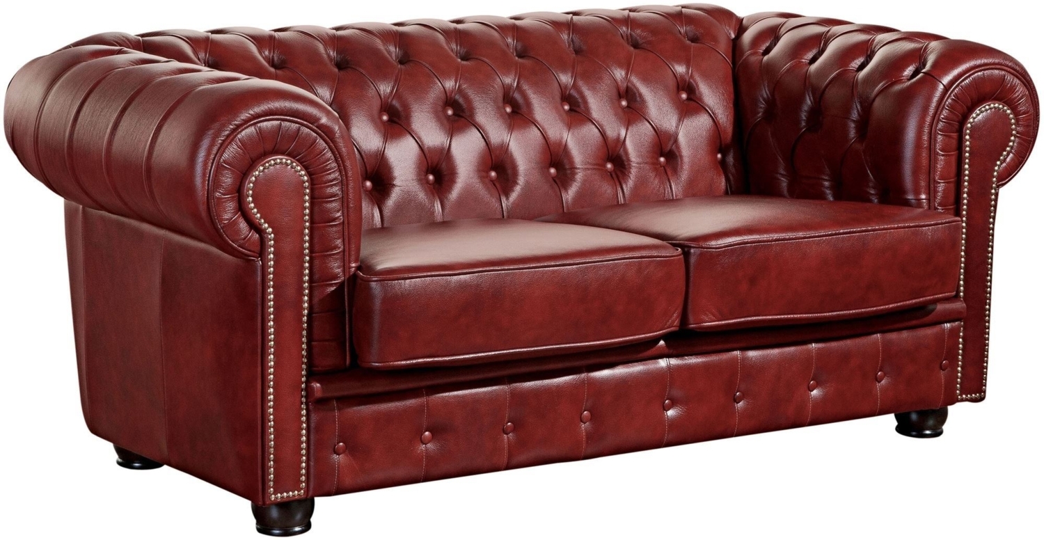 Sofa 2-Sitzer Kath Bezug Wischleder Buche nussbaum dunkel / rot 22458 Bild 1