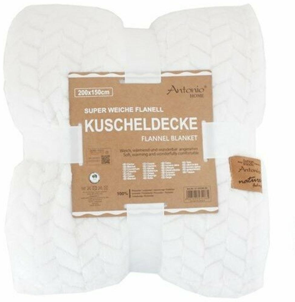 Wohndecke I Kuscheldecke I Flanell Decke I Jacquard Fashion | 150x200cm [Weiß] Bild 1