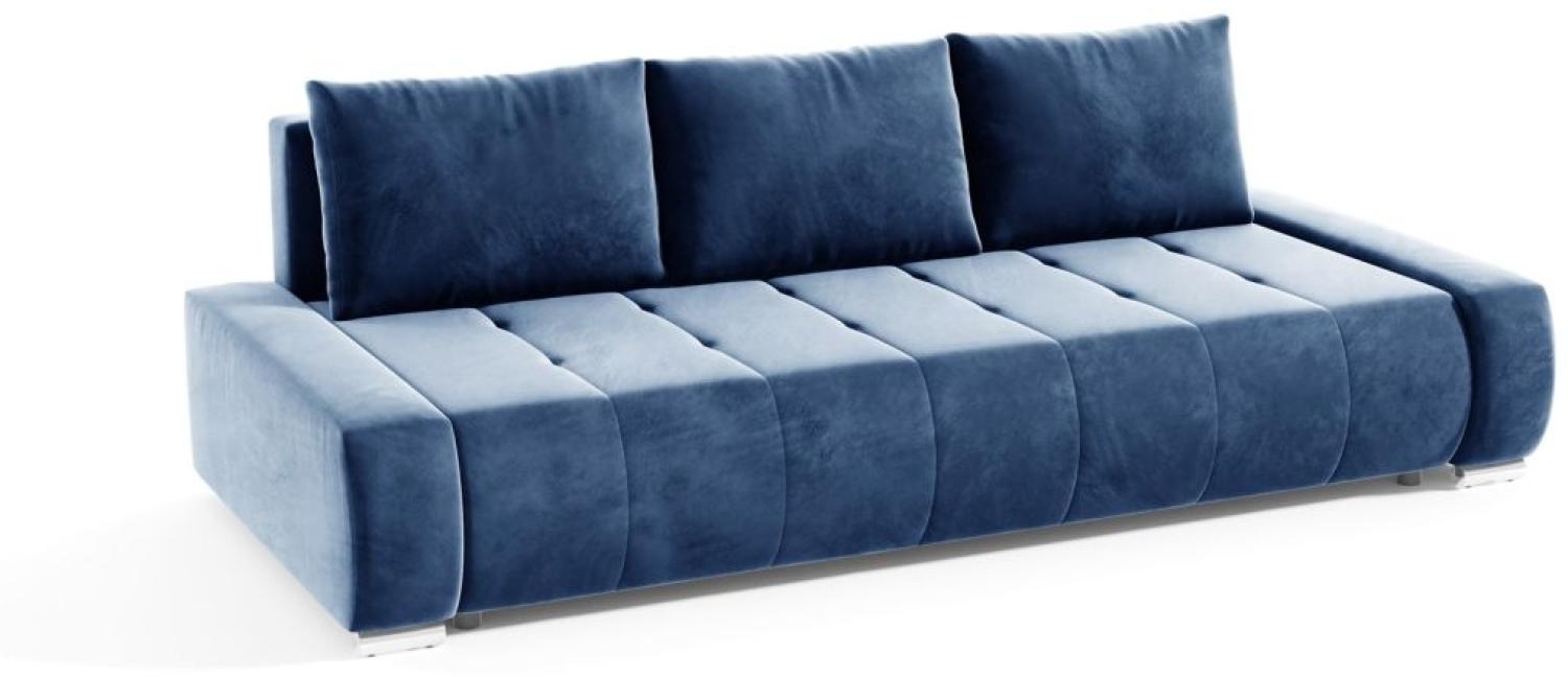 Sofa 3-Sitzer mit Schlaffunktion VOGAR Stoff Monolith Blau Bild 1