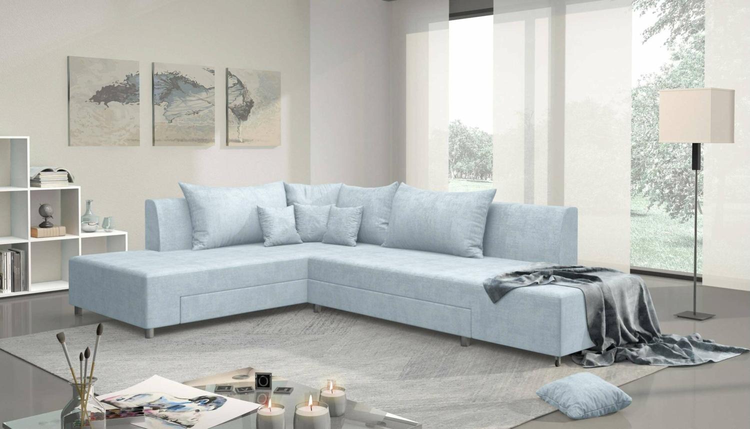 Stylefy Livia Ecksofa Blau Velours Bild 1