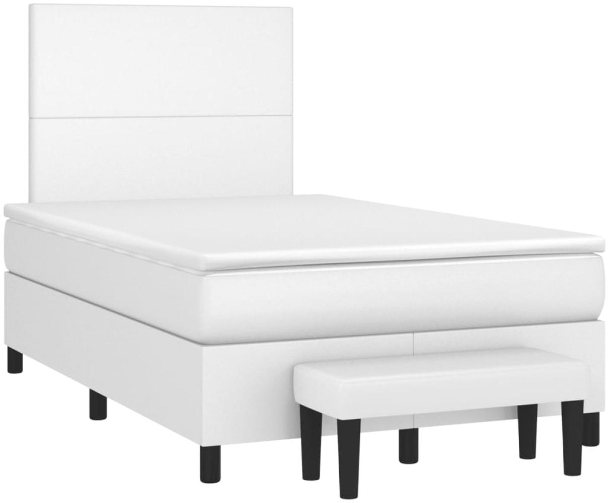 vidaXL Boxspringbett mit Matratze Weiß 120x190 cm Kunstleder 3270440 Bild 1