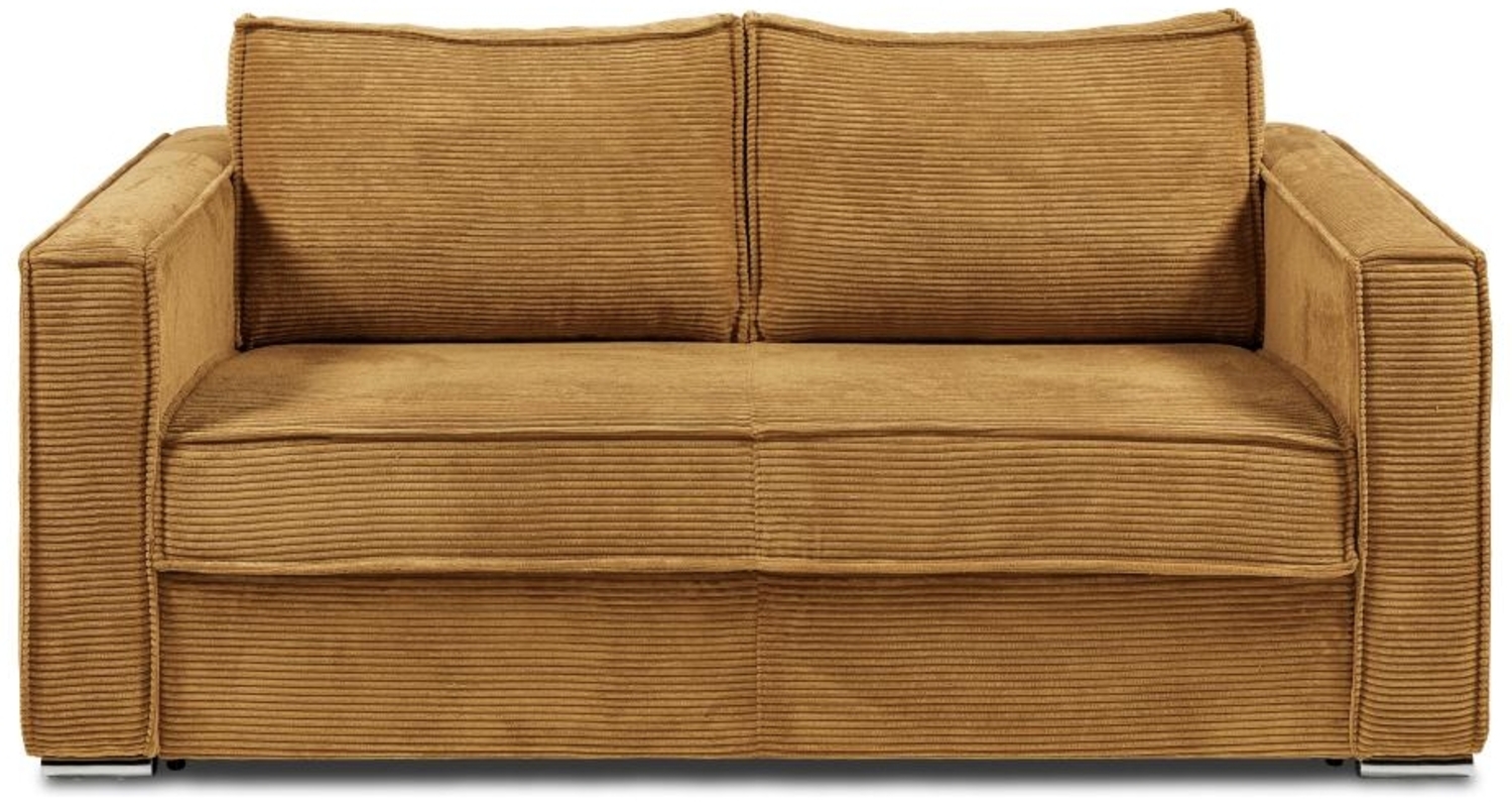 Vente-unique - Schlafsofa mit Matratze 3-Sitzer - Cord - Senfgelb - Liegefläche 140 cm - Matratze 14 cm - LORETO Bild 1