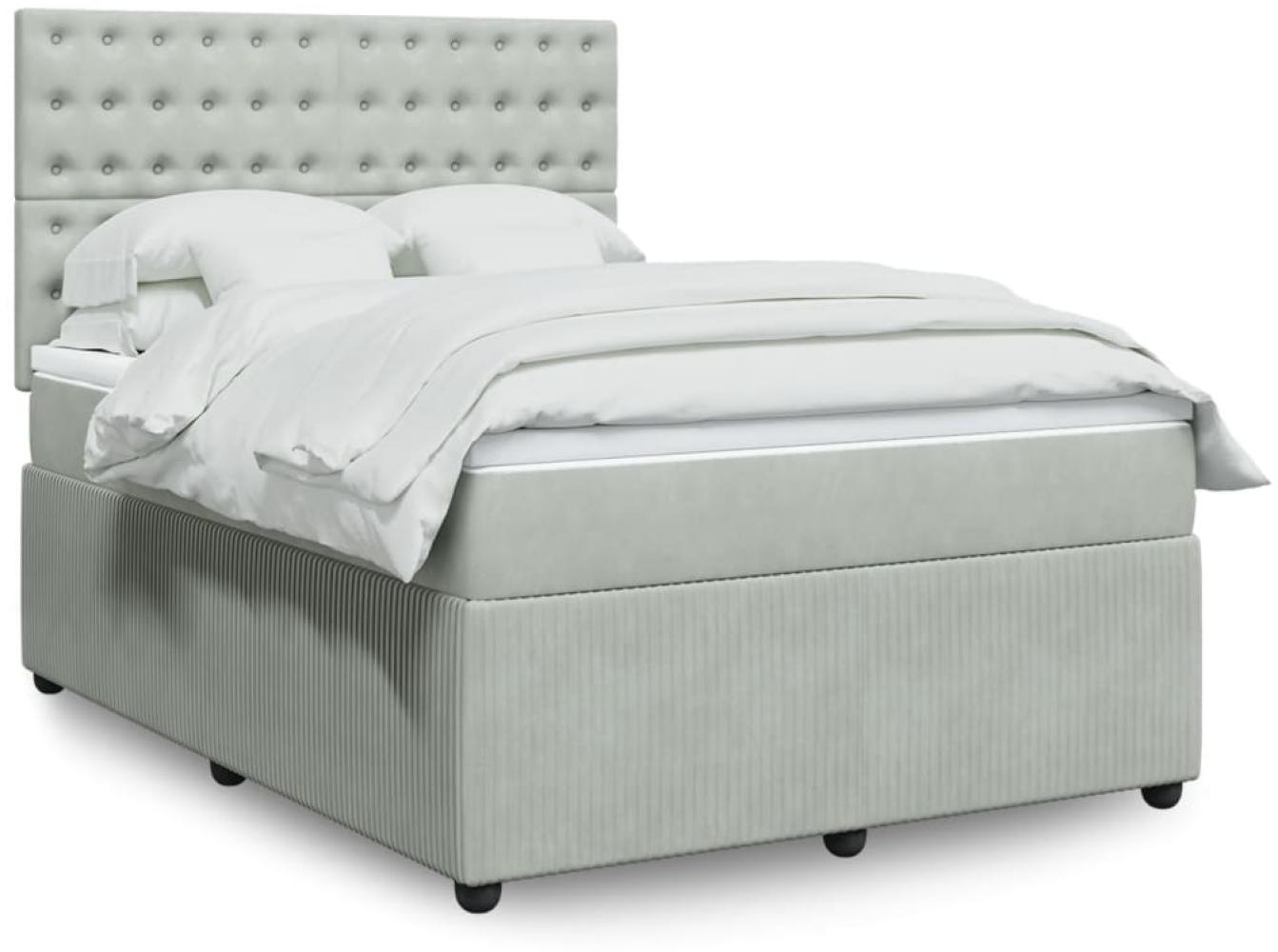 vidaXL Boxspringbett mit Matratze Hellgrau 160x200 cm Samt 3292394 Bild 1