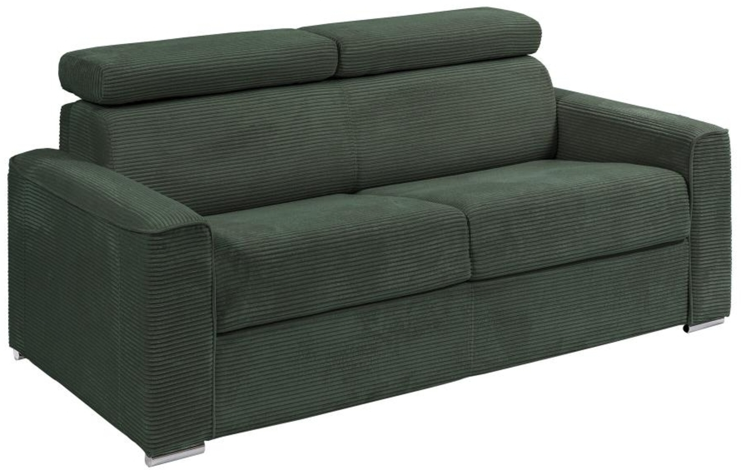 Vente-unique - Schlafsofa mit Matratze 3-Sitzer - Liegefläche mit Lattenrost mit breiten Latten 140 cm - Matratze 18 cm - Cord - Grün - VIZIR Bild 1