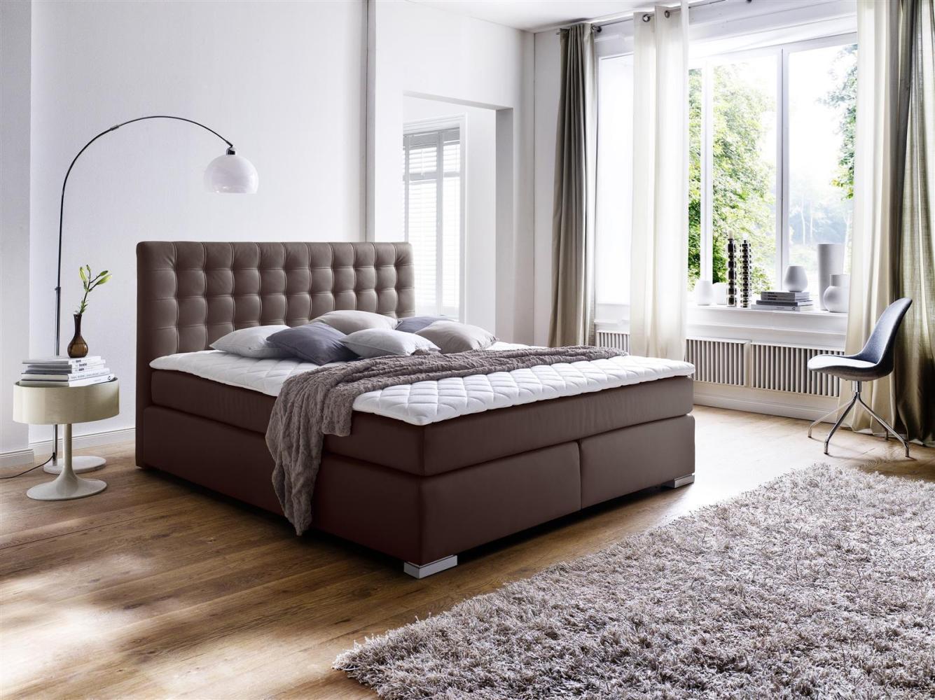 Boxspringbett >Lenno< in Braun - 162x117x211cm (BxHxT) Bild 1