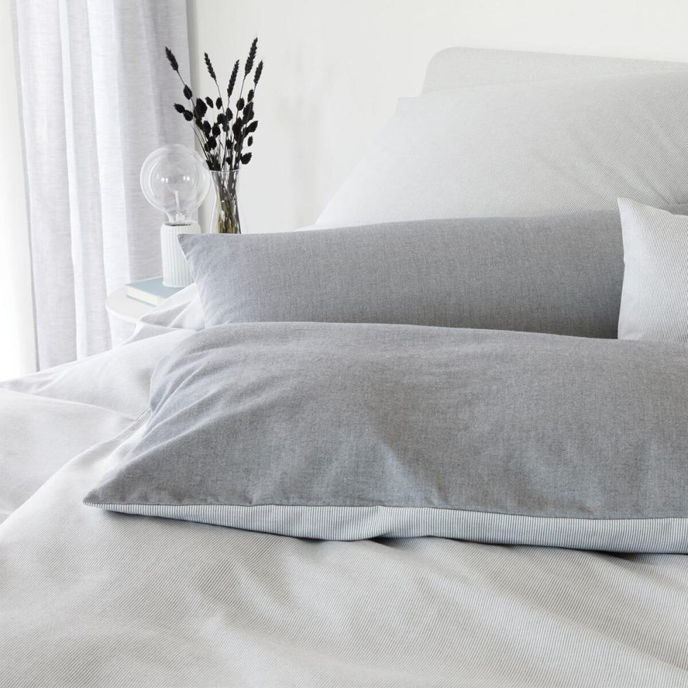 elegante Soft-Flanell Bettwäsche Tender silver|160x210 cm + 65x100 cm Bild 1