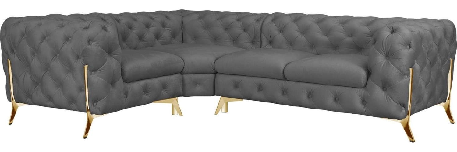 Leonique Chesterfield-Sofa Amaury L-Form, moderne Chersterfield-Optik, Breite 262 cm, Fußfarbe wählbar Bild 1