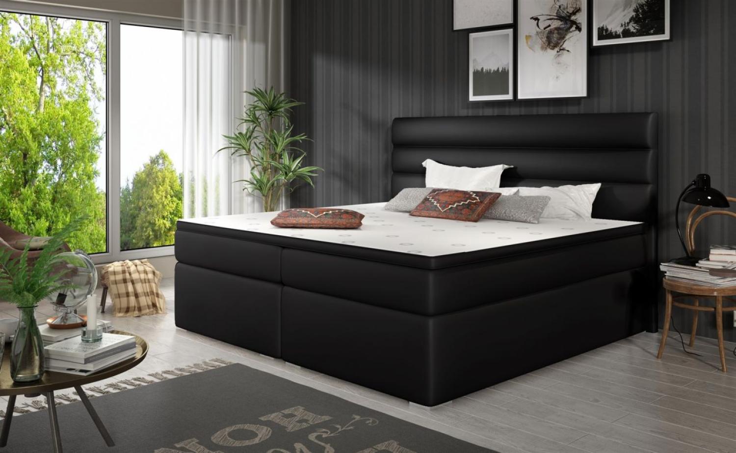 Boxspringbett FESTO 140x200 cm Kunstleder Soft Schwarz Bild 1