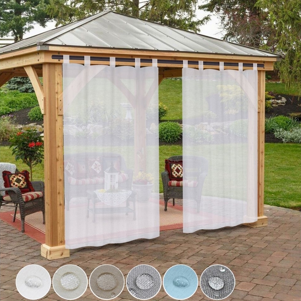 Qelus Outdoorgardine Wasserdicht Outdoorvorhänge,Sonnenschutz balkon Gardine Garn Garten, (2 St), mit Abnehmbaren Schlaufen FÜR Veranda Terasse Bild 1