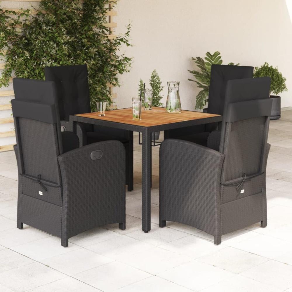 vidaXL 5-tlg. Garten-Essgruppe mit Kissen Schwarz Poly Rattan 3212232 Bild 1
