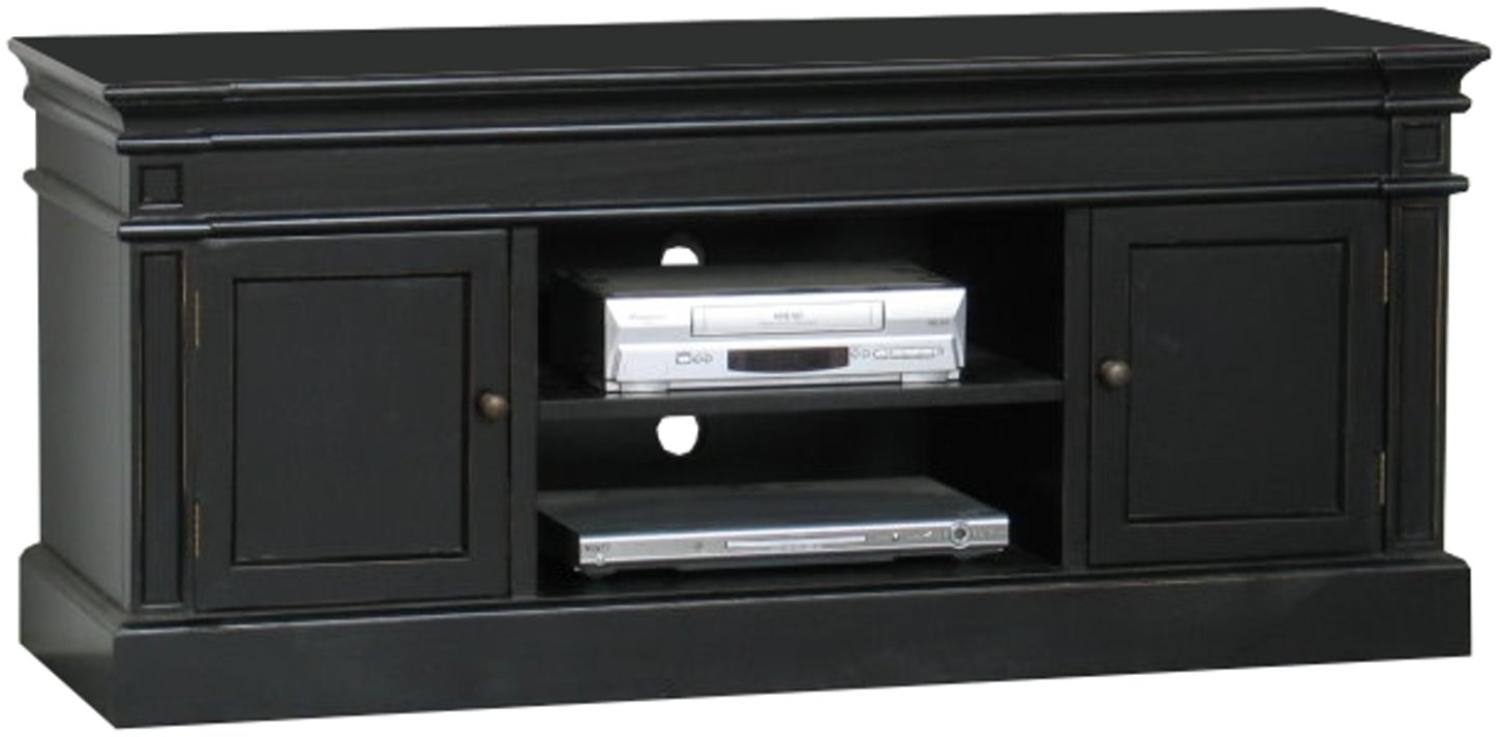 Amaretta TV-Board, TV-Lowboard, schwarz lackiert, antik patiniert Bild 1