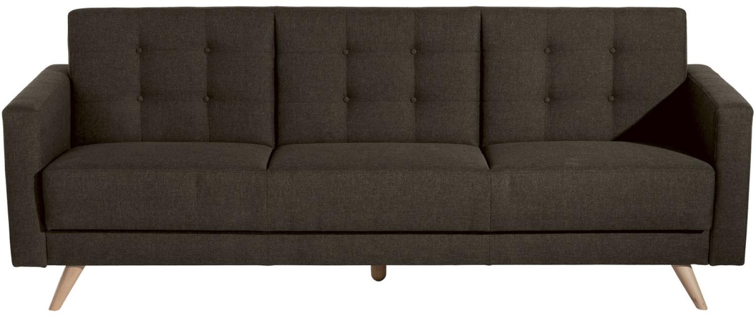 Julian Sofa 3-Sitzer mit Bettfunktion Flachgewebe Braun Buche Natur Bild 1