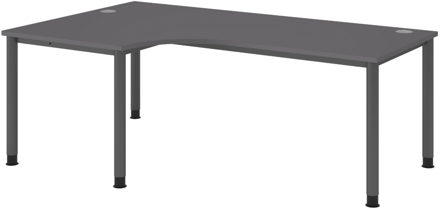 bümö höhenverstellbarer Eckschreibtisch H-Serie 200x120 cm in graphit, Gestell in Graphit - PC Tisch für's Büro manuell höhenverstellbar, Computertisch L-Form verstellbar, HS-82-G-G Bild 1