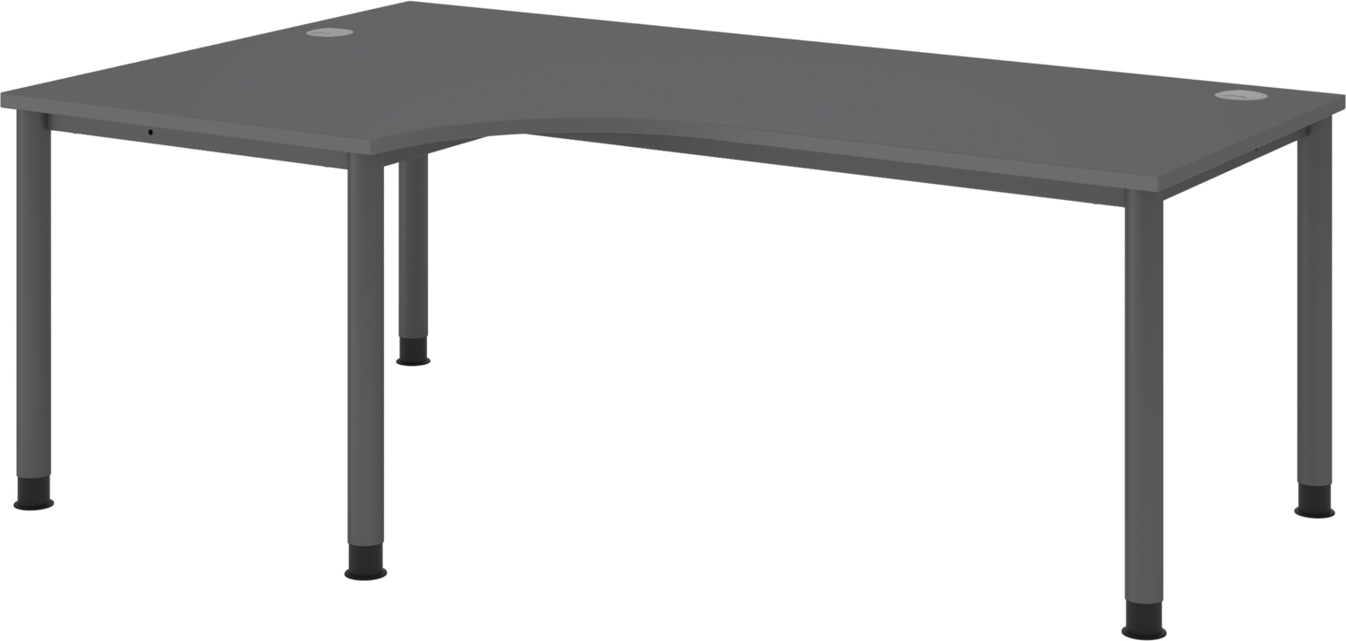 bümö höhenverstellbarer Eckschreibtisch H-Serie 200x120 cm in graphit, Gestell in Graphit - PC Tisch für's Büro manuell höhenverstellbar, Computertisch L-Form verstellbar, HS-82-G-G Bild 1