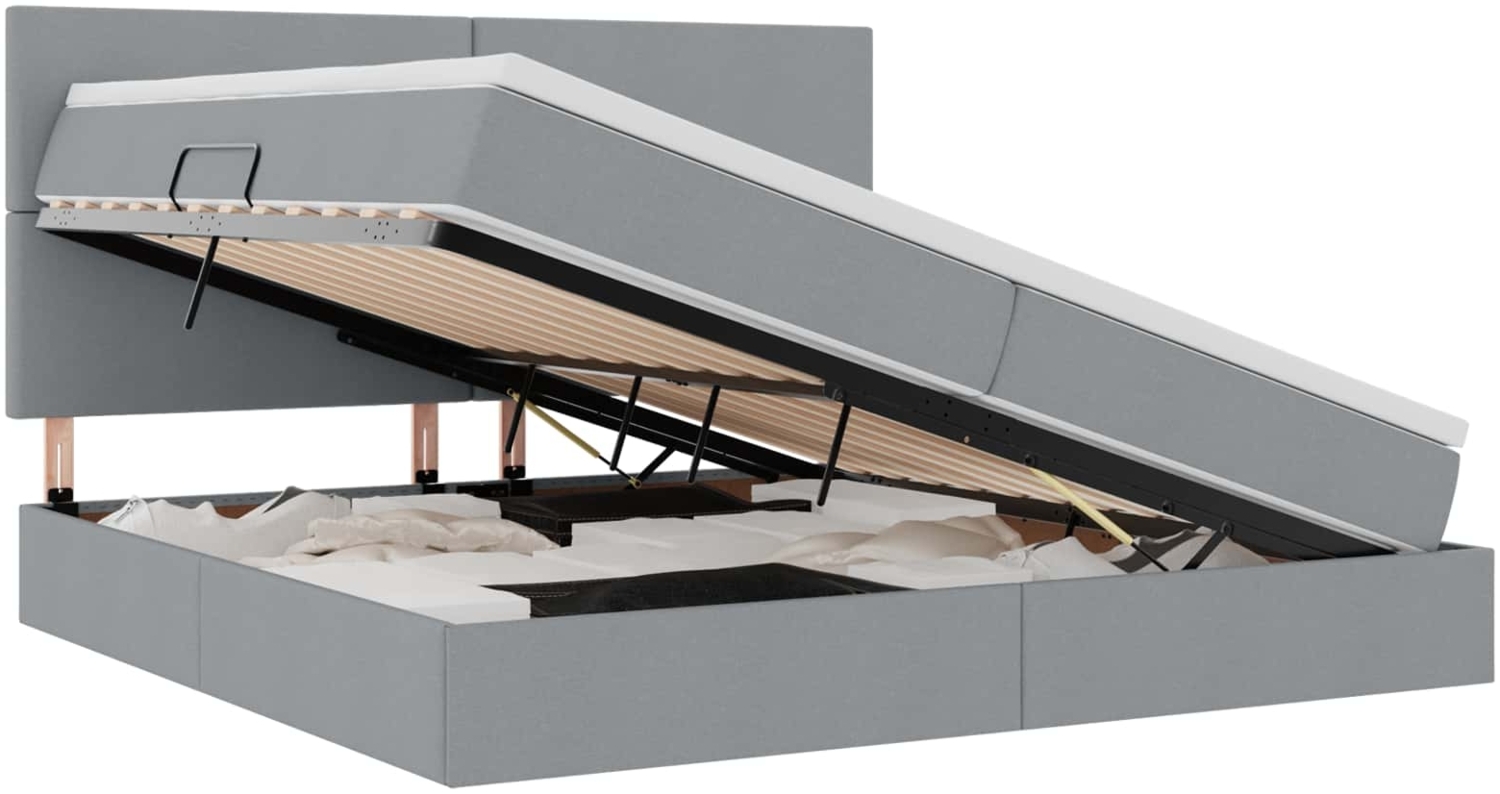 vidaXL Aufbewahrungsbett mit Matratze Hellgrau 200x200 cm Kunstleder 3371739 Bild 1