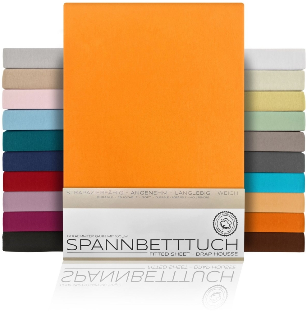 Beautex Spannbettlaken Spannbetttuch Bettlaken aus gekämmter Baumwolle Premium Jersey 160g/m², Jersey, Gummizug: rundum, (1 Stück) Bild 1