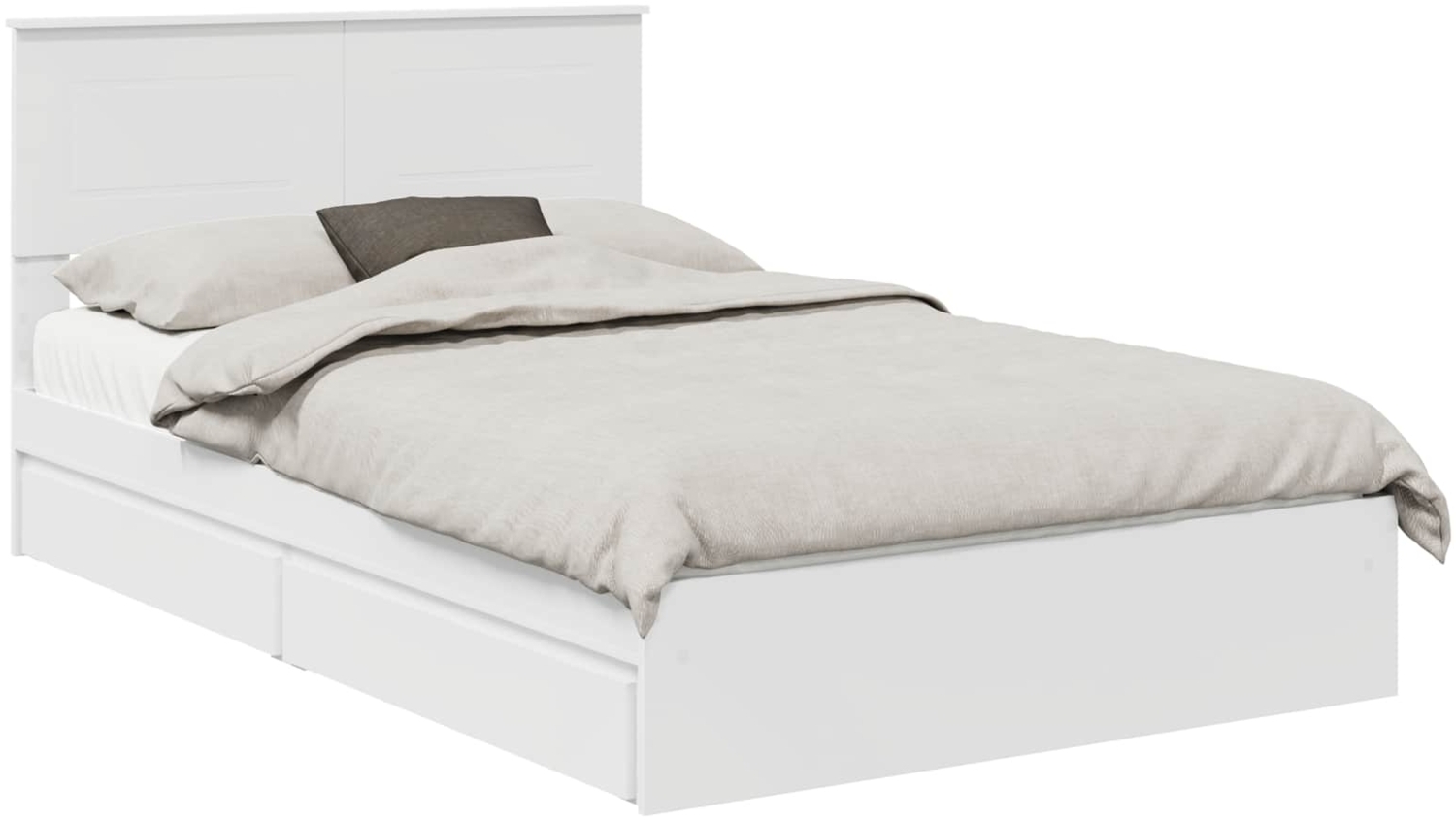 vidaXL Aufbewahrungsbett mit Kopfteil Weiß 135x190 cm Holzwerkstoff 3408466 Bild 1