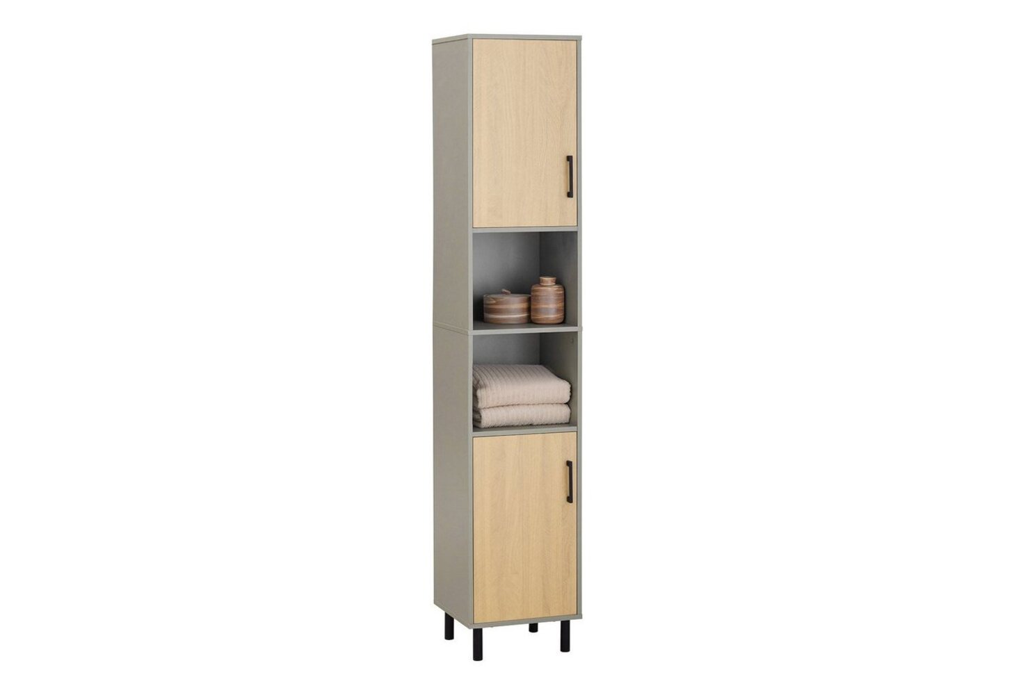 SoBuy Hochschrank BZR131 Badezimmerschrank Badschrank schmal Badregal Badezimmermöbel Holz Bild 1