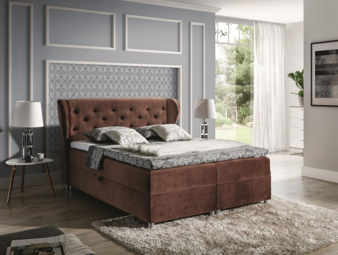 Boxspringbett ARIANNA 160x200cm Stoff Moca Bild 1