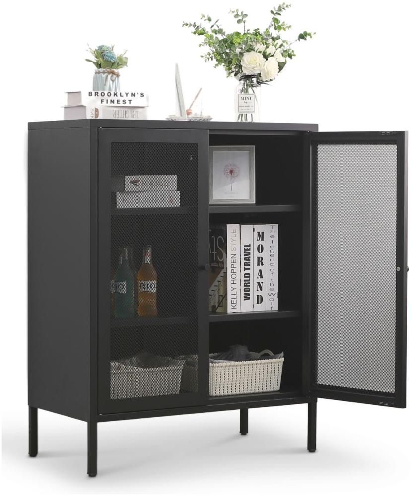 Coemo Highboard Mesh aus Metall mit Meshtüren Schwarz Bild 1