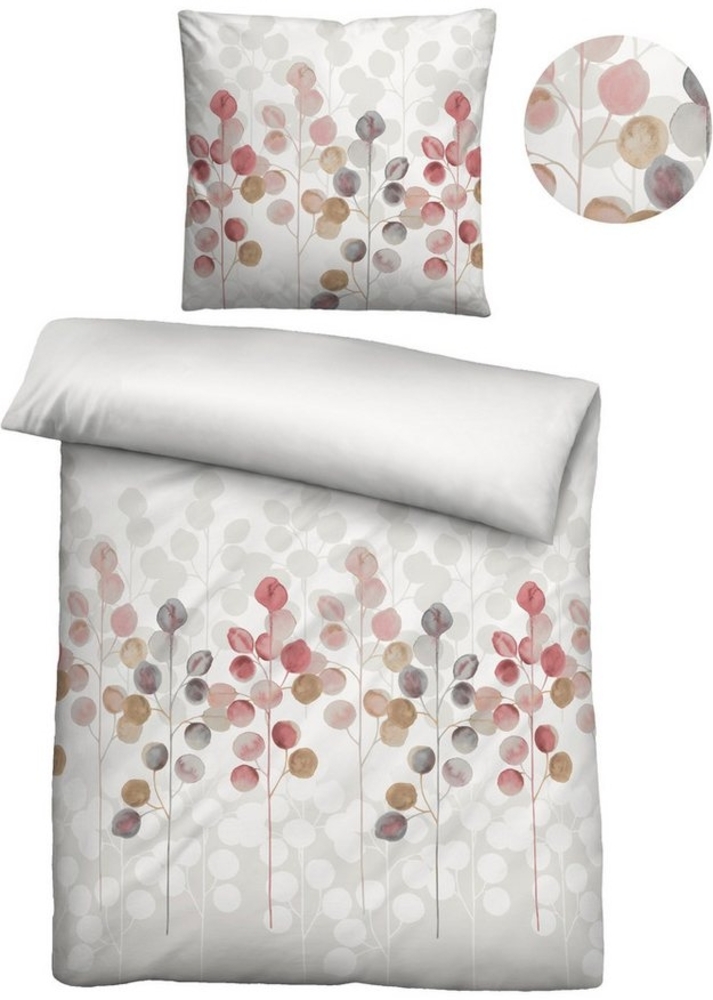 biberna Feinbiber Bettwäsche 0006722 STILISIERTE PFLANZE, taupe, 1x 155x220 cm + 1x 80x80 cm Bild 1