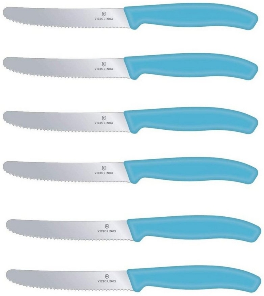 Victorinox | Tafelmesser Set | Swiss Classic | Karibikblau | 6er Pack | hochwertiger Schliff | ergonomischer Griff | spülmaschinengeeignet | ideal für jeden Esstisch Bild 1