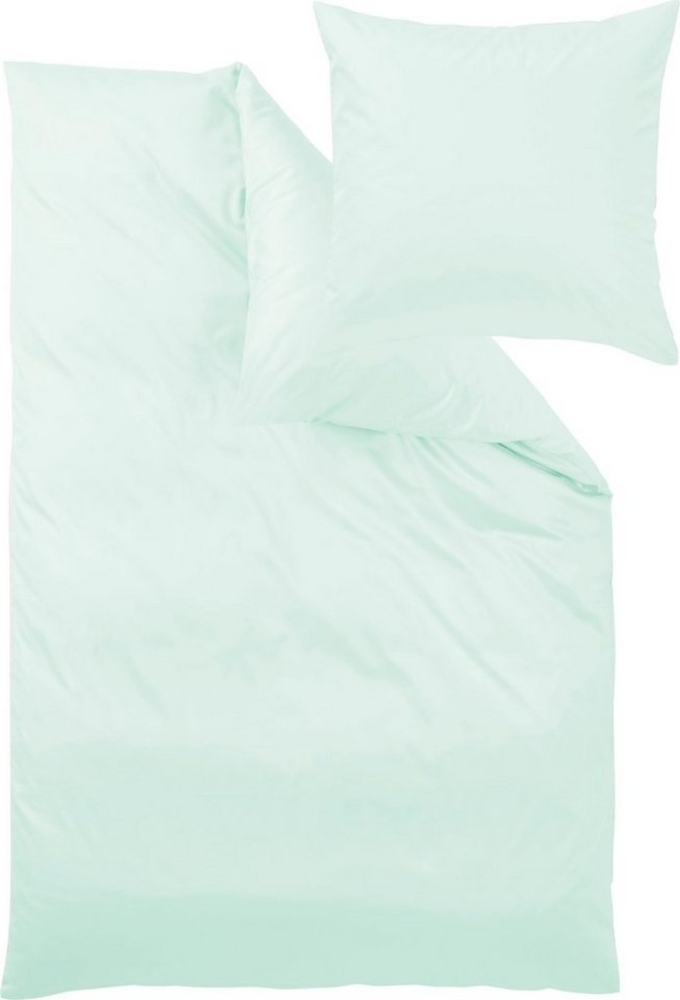 Uni-Mako-Satin - Curt Bauer Uni 135x200 + 80x80 cm-3491 silberjade Bild 1