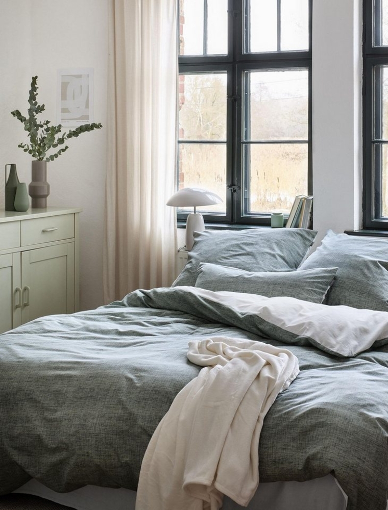 Irisette Wave Mako-Satin Bettwäsche 155x220 Wende salbei silber Melange 8557-30 Bild 1